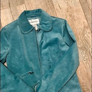 Blue leather coat